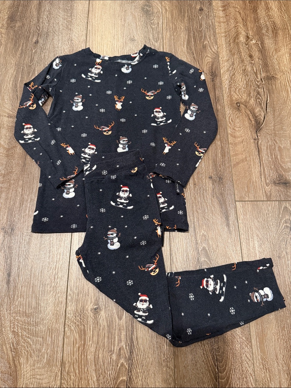 Little Bipsy Black Holiday Snowman & Reindeer Pajama Set Size: 4T